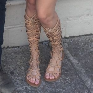 Lace Up Knee High Gladiator Sandals